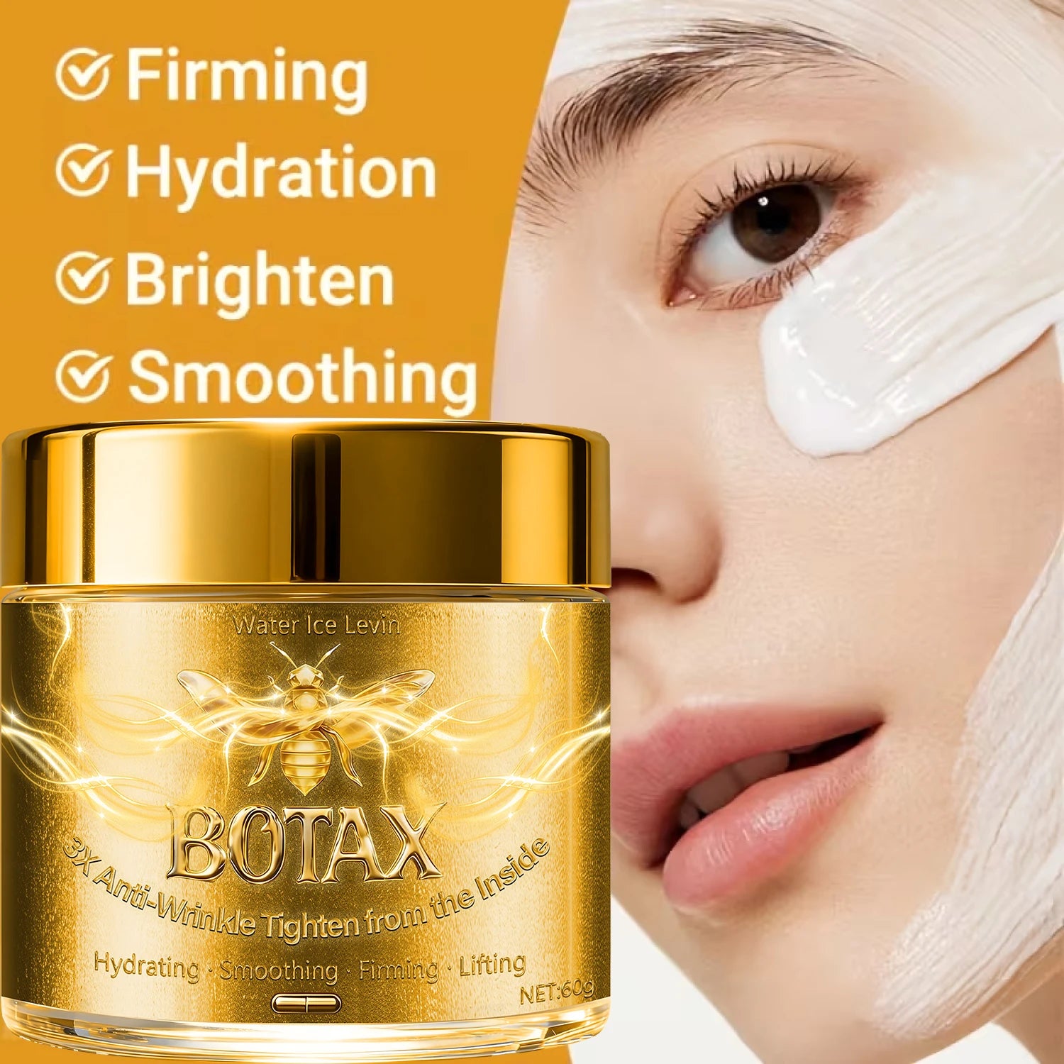 Bee Venom Anti-Aging Face Cream with Hyaluronic Acid & Retinol, Deeply Moisturizes & Firms Skin, All Skin Types. Qme