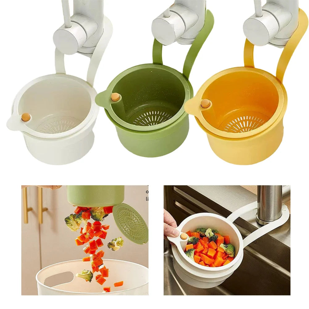 Creative Kitchen Sink Hanging Strainer Basket Detachable Openable Bottom Cover Kitchen Garbage Filter Quickly Drain Clean Rack Qme