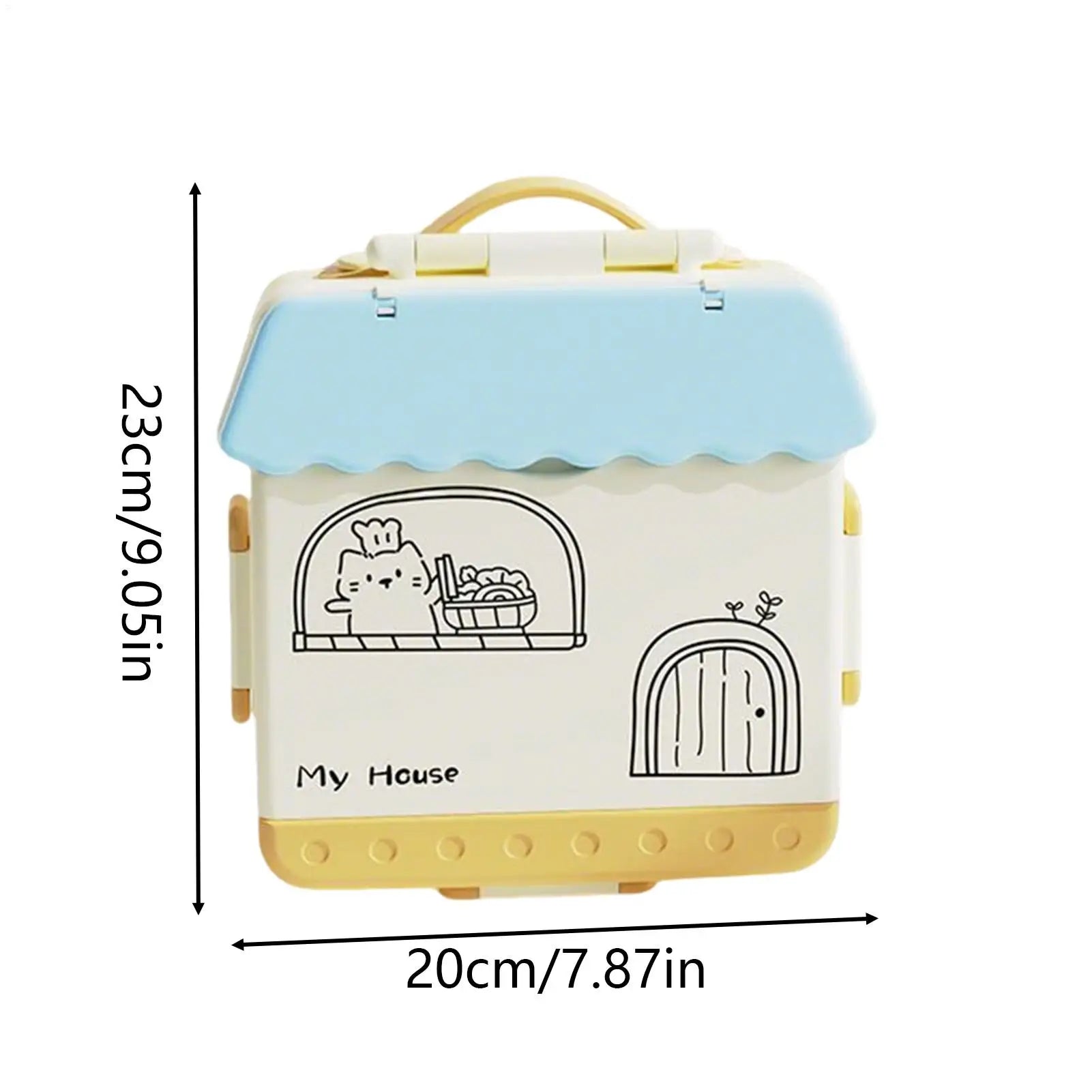 Lunch Box Kids Food Storage Bin 4 Compartments Spoon Fork School Qme