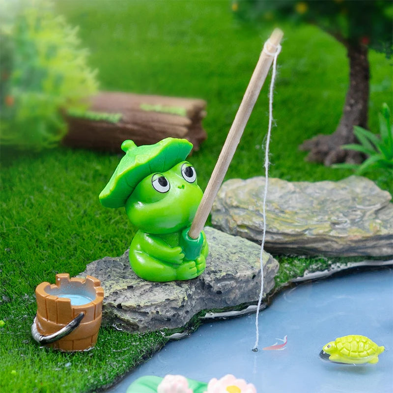 Hanging Panda Frog Figures Aquarium Decor Creative Cartoon Animal Qme