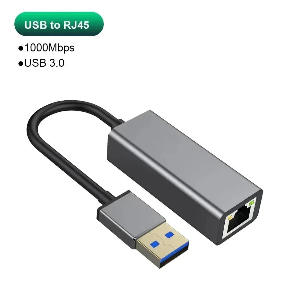 USB Type C Ethernet Adapter Network Card USB Type-C To RJ45 100/1000Mbps Lan Internet Cable For MacBook PC Windows XP 7 8 10 LUX Qme USB gray gigabit