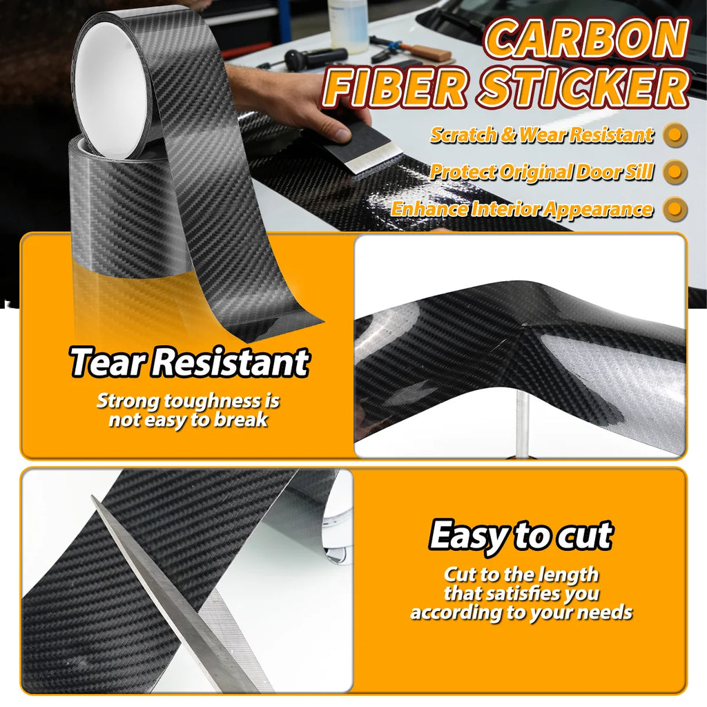5D Carbon Fiber Car Door Sill Stickers Scratchproof Auto Bumper Strip Protect Tape - Durable Car Stickers for Vehicle Protection Qme