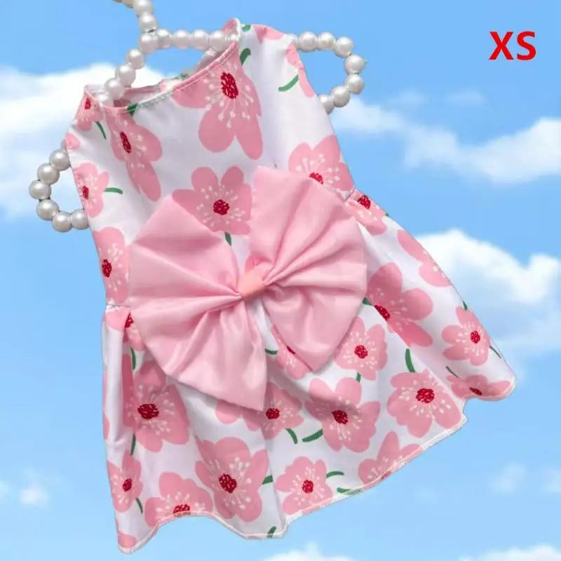 Princess Skirt Butterfly Bowknot Pet Poodle Cat Costume Floral Qme PKXS