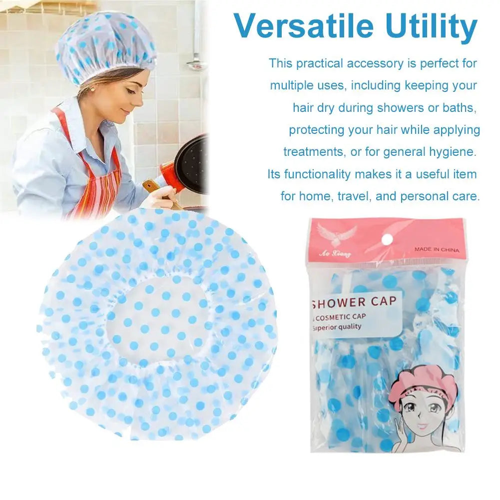 Shower Cap For Women, Elastic And Reusable Hair Bath Caps, Waterproof Bathing Hat Stocking Stuffers For Women Ladies Spa Salon Qme
