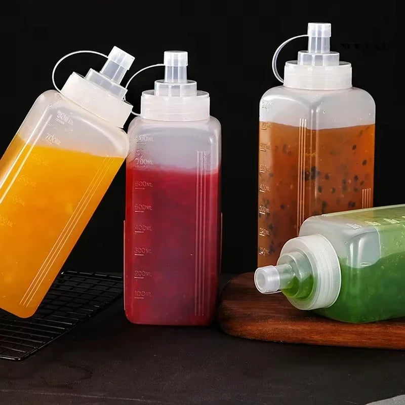 Large Caliber Plastic Squeeze Sauce Bottle Jam Salad Seasoning Vinegar Ketchup Gravy Boats Kitchen Condiment Dispenser Gadgets Qme