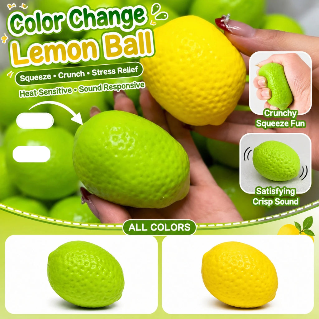 New Temperature-sensitive Color Changing Lemon Slow-rising Ball Fun Squeezeable Stress-relieving Toy Creative Home Decoration Qme color One Size