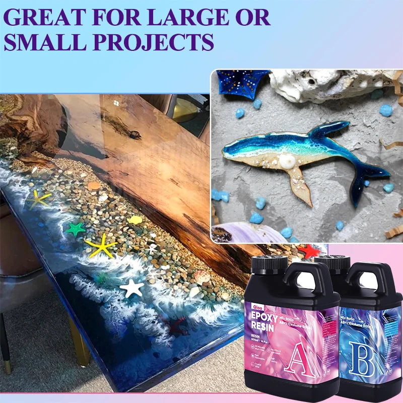 Clear Casting Epoxy Resin Kit – 1:1 Mix, Quick Cure Epoxy Resin Ideal for Jewelry, Resin Art DIY, River Tables & Home Decor DIY Qme