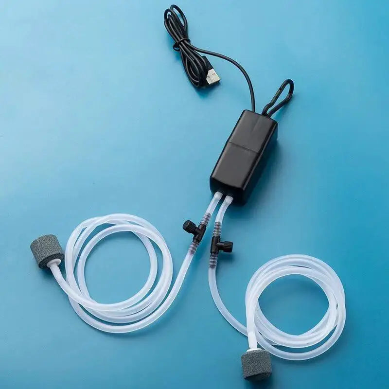 Mini Aquarium Air Pump Oxygen Check Valve Stone USB Filter Fishing Qme Black