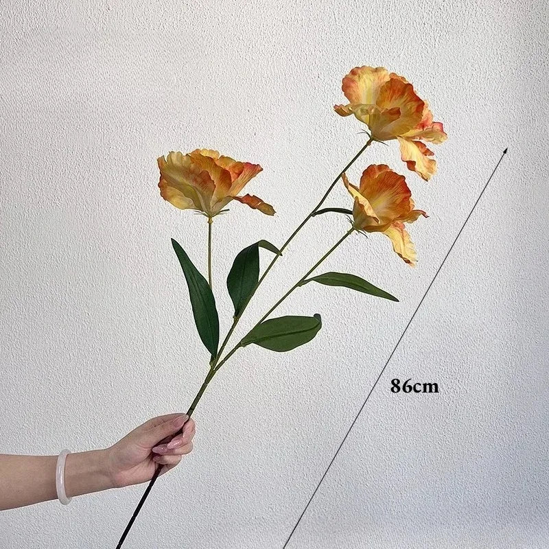 Artificial Iris Flowers Real Touch Bouquet Wedding Arrangement Qme orange