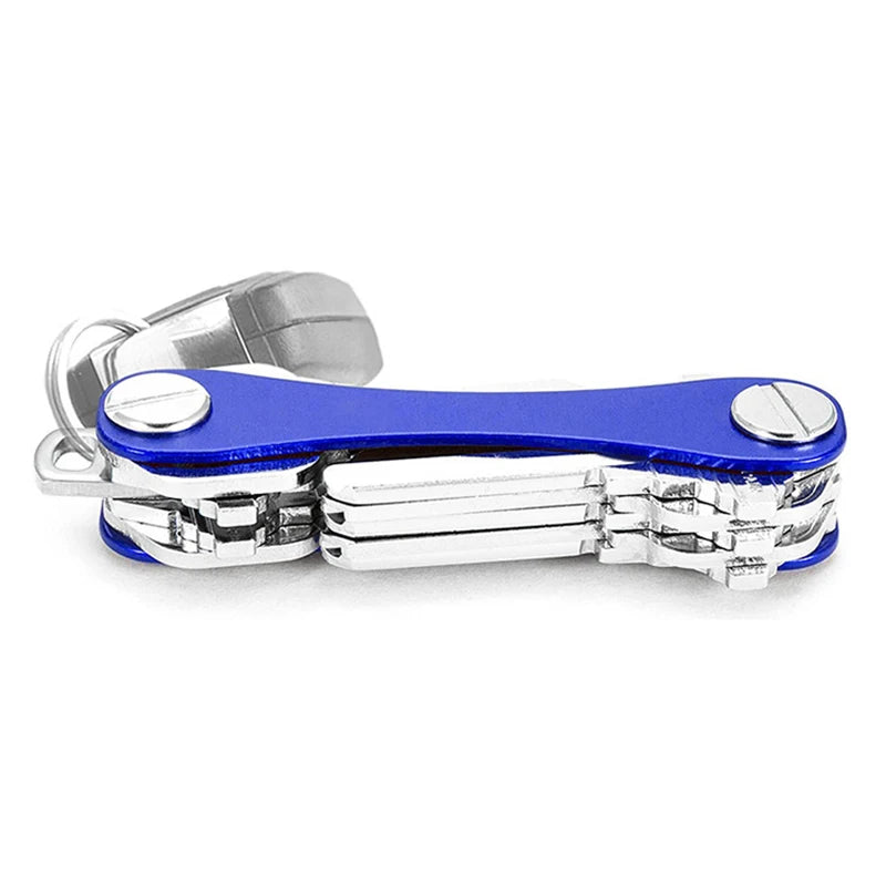 Smart Keychain Mini Aluminum Alloy Key Clip Metal Organizer Chain Qme Blue