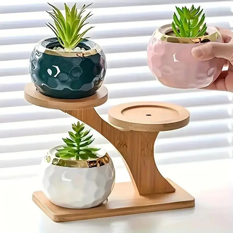 Office Desktop Balcony Decor Organizer 2-Tier Bamboo Stand Shelf Home Qme