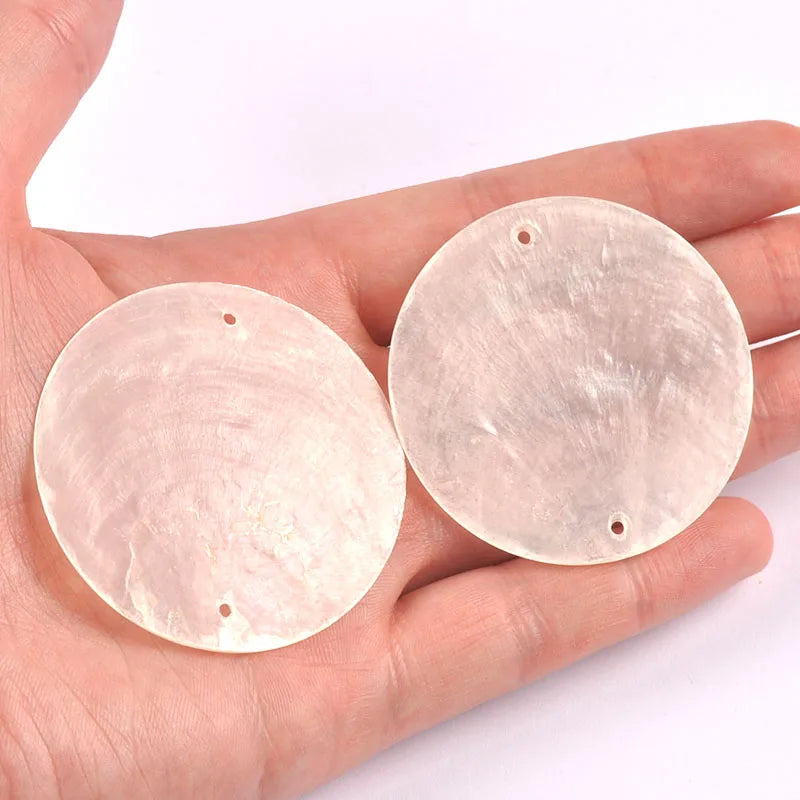5/10pcs Colorful Round 2 Hole Shells Pendant Hanger DIY Jewelry Making Necklace Charms Gift Decoration Handmade Accessoires 50mm Qme