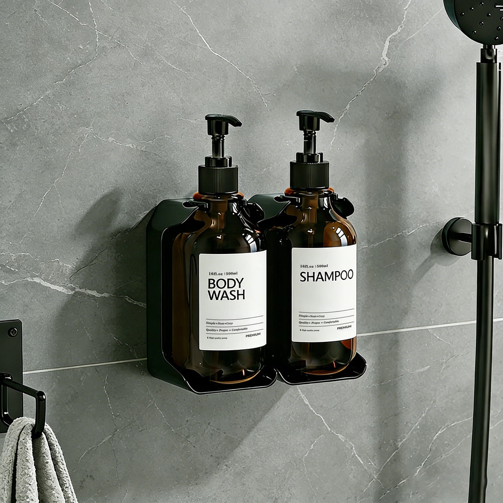 Shower Soap Dispenser Wall Mounted-Charmber Shampoo and Conditioner Dispenser Set-No Drill Bathroom Soap Dispenser for Shower Qme