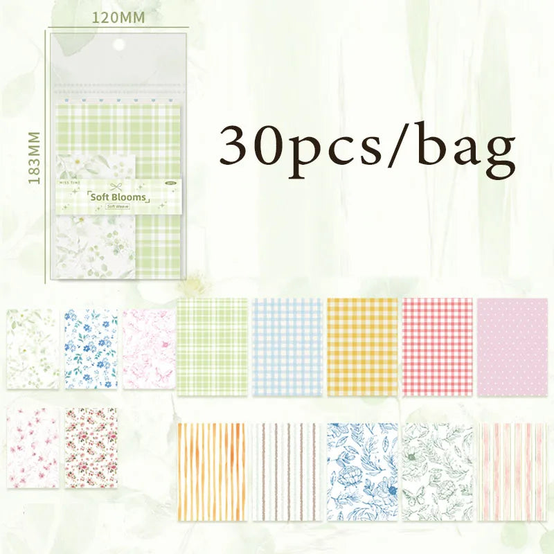 Gentle Pastoral Textured Scrapbook Paper, Macaron Plaid Washi Paper for Journal Background Collage, Perfect Gifts Qme C