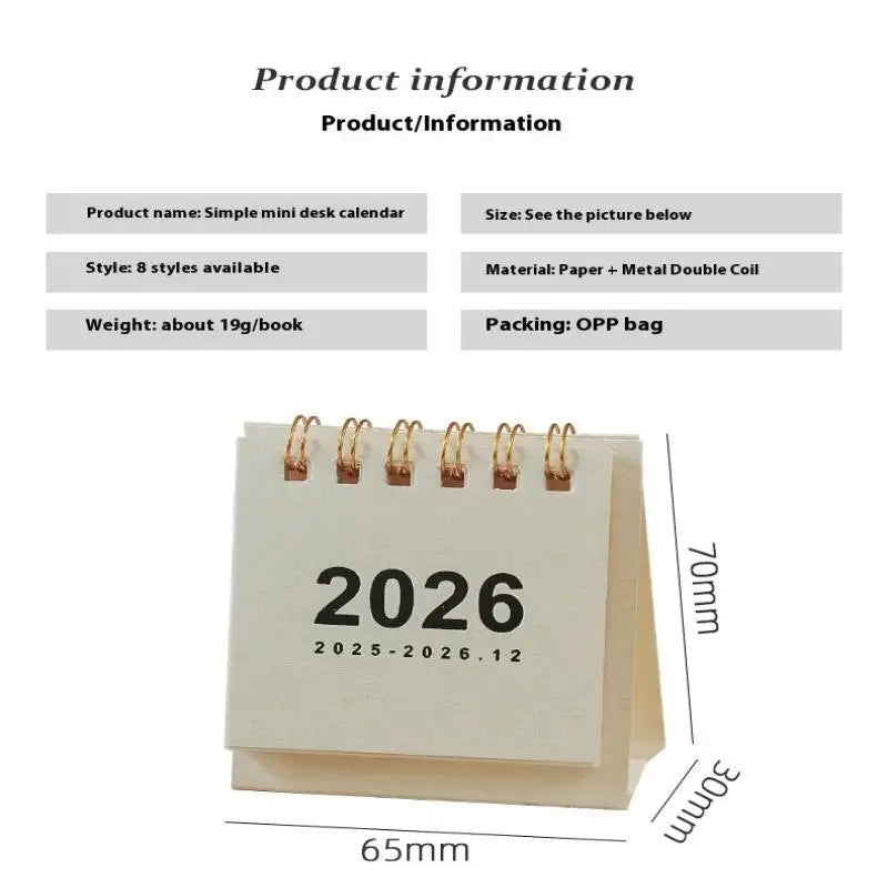 Mini Desk Calendar 2026 Small Standing Flip Weekly Creative Coil Qme