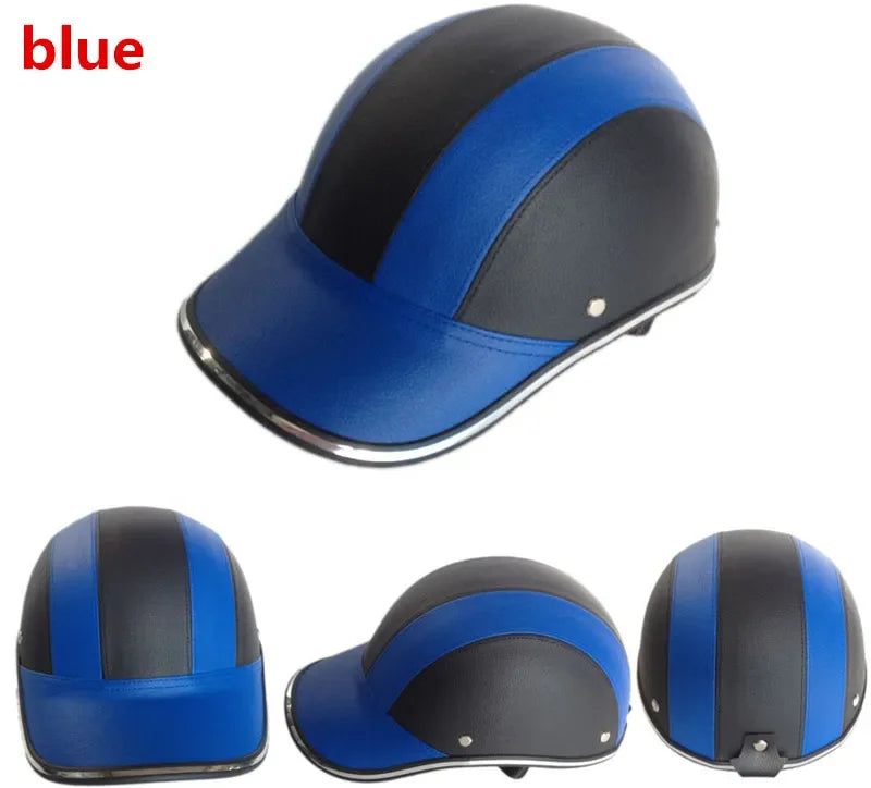 ESCAM Safety Helmet Motorcycle Helmet Half Helmet Summer Electric Car Men Women Personality Baseball Helmet Protection Qme Blue
