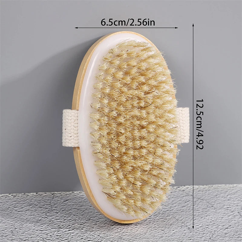 Natural Bristle Body Brush Soft Exfoliating Tool Dry Wet Use Home SPA Qme onesize 1