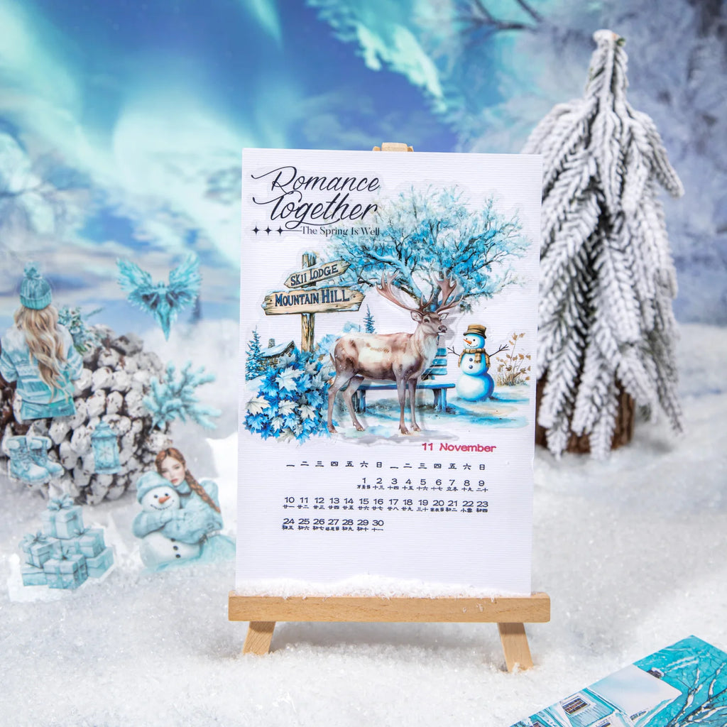 20 Sheets Winter Snowy Fairyland Theme Sticker Book for DIY Scrapbooking Collage Guitar Phone Case Notebook Decoration Qme