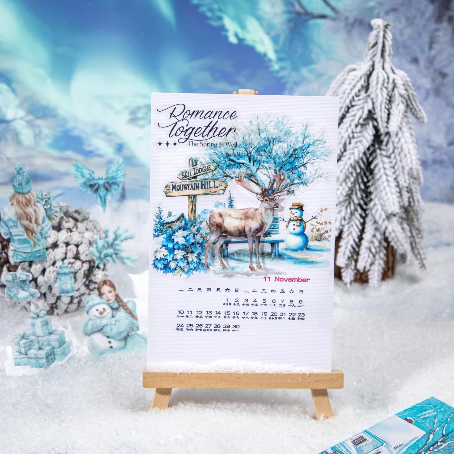20 Sheets Winter Snowy Fairyland Theme Sticker Book for DIY Scrapbooking Collage Guitar Phone Case Notebook Decoration Qme