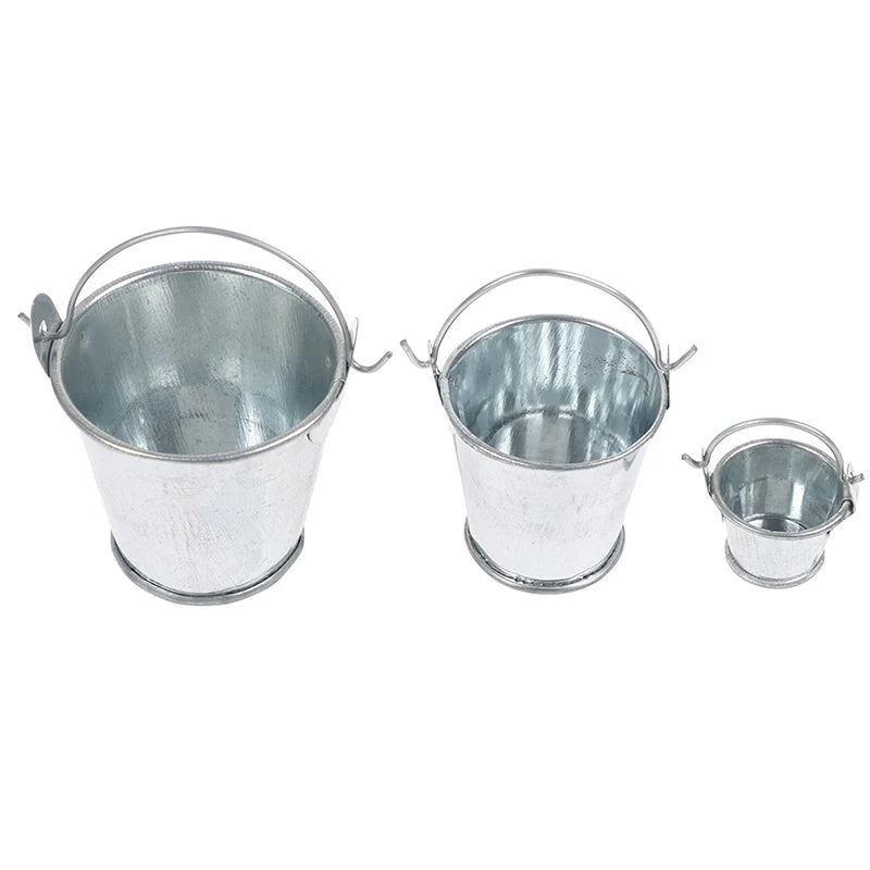 Dollhouse Mini Iron Bucket Miniature Model Decorations Ornaments Qme