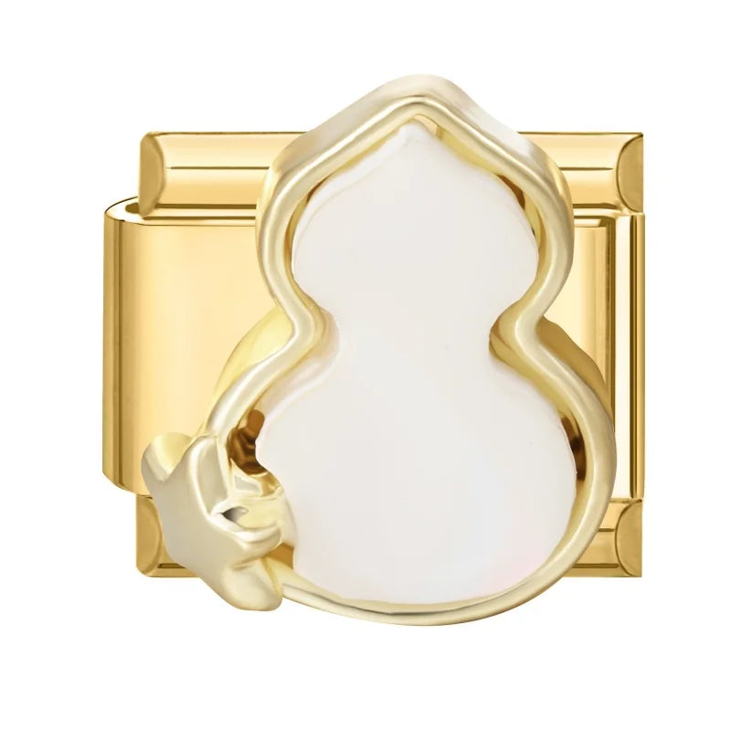 2026 Fashion Vintage Golden Pearl Flowers Gourd Shiny CZ Butterfly Italian Charms Fit 9mm Stainless Steel Bracelet Jewelry Gift Qme Style 3