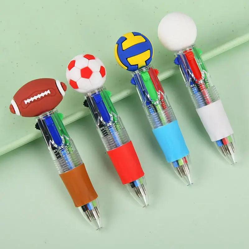 Football Basketball Four Ballpoint Pens Multicolor Ink School Office Qme