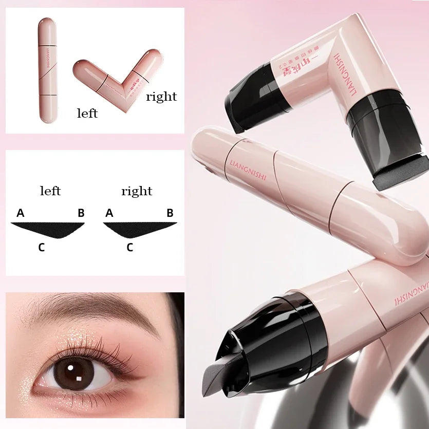 Rotate Eyeliner Stamp Integrated Black Brown Dual-Tip DIY Eyeliner Wing Stencil Waterproof Smudge-Proof Longwear Liquid Pen Qme