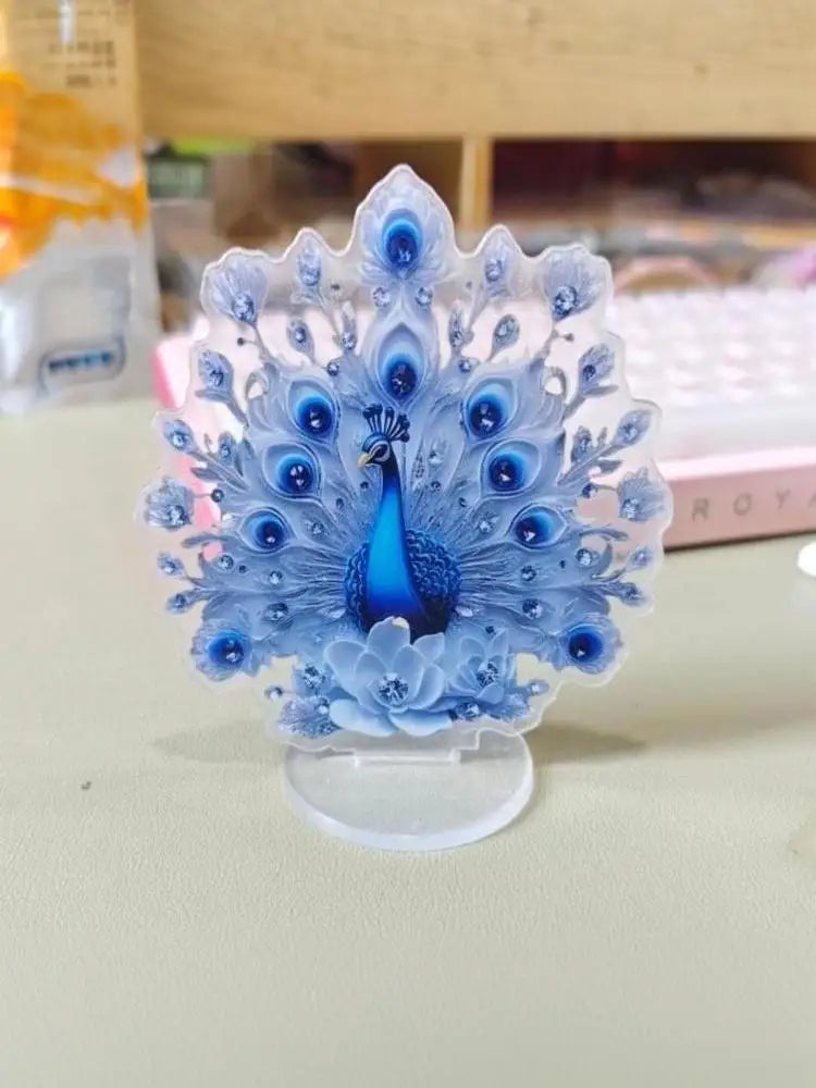 Office Housewarming Desktop Decor Ornament Peacock Figure Qme