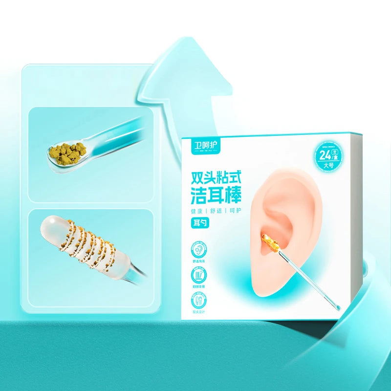 Ear Swabs Pick Double Headed Sticky Reusable Cleaner Soft Silicone Qme