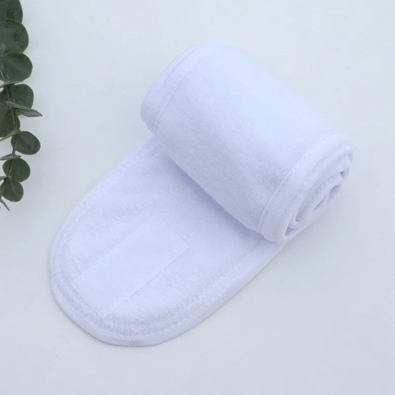 Women Head Band Adjustable SPA Facial Yoga Headband Bath Makeup Hair Qme WHITE