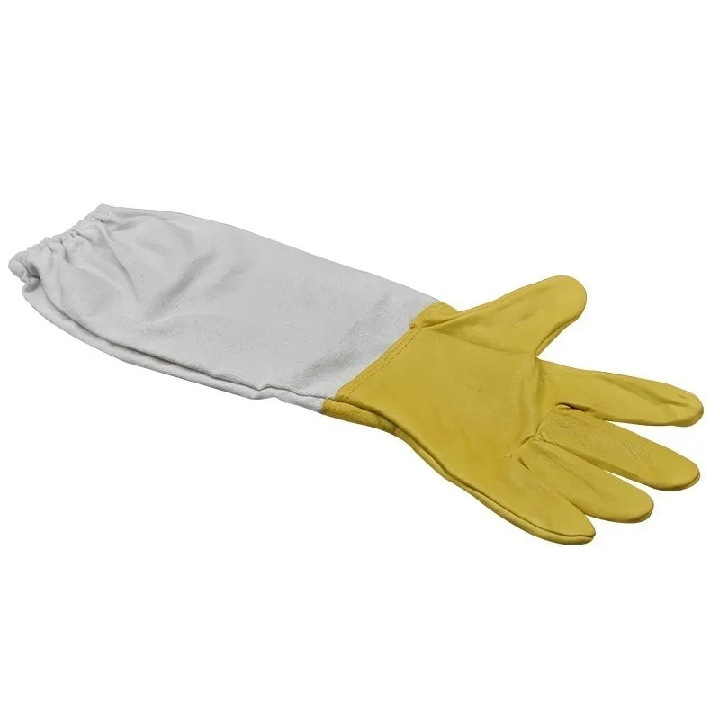 Beekeeper Protective Gloves Anti Bee Breathable Goatskin Yellow Qme