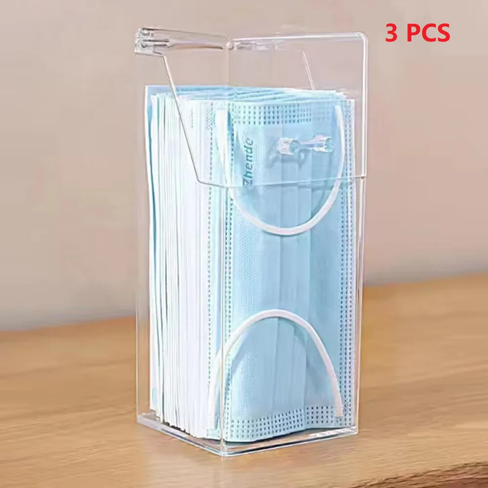 1/3PCS Transparent Mask Storage Box With Cover Dust Mouth And Nose Cover Door Desk Entrance Mask Box Qme 3PCS