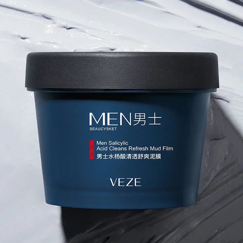 Men's Salicylic Acid Cleansing Clay Mask Refreshing Fine Texture Oil Qme