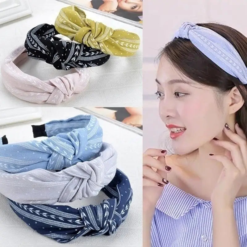 Elegant Knotted Leaf Wide Fabric Headband Hair Hoop Women Girls Beach Qme