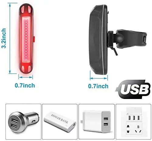 USB Rechargeable LED Bike Tail Light 1-3 Pack, Bright Bicycle Black Light,Cycling Safety Flashlight Qme
