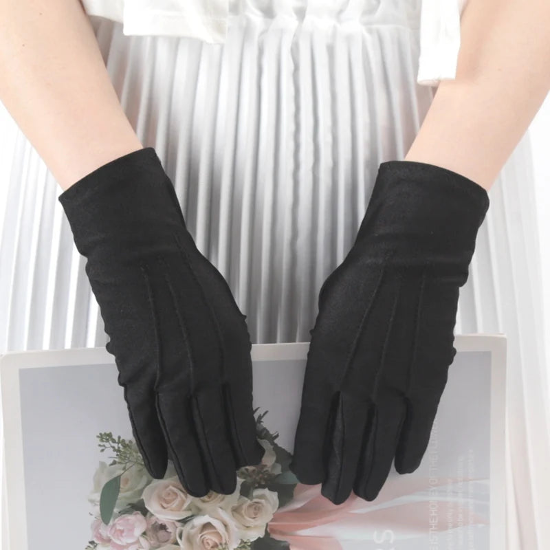 Elastic Black White Formal Gloves Honor Guard Gloves Guard Santa Men Women Inspection Mittens Work Driving Jewelry Butler Gloves Qme
