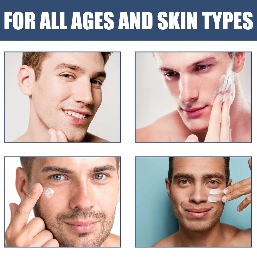 6 IN1 Men's Face Moisturizer Cream Hydrating Skin Lighten Dark Circles Anti-Puffiness Fade Fine Lines Brightening Facial Cream Qme