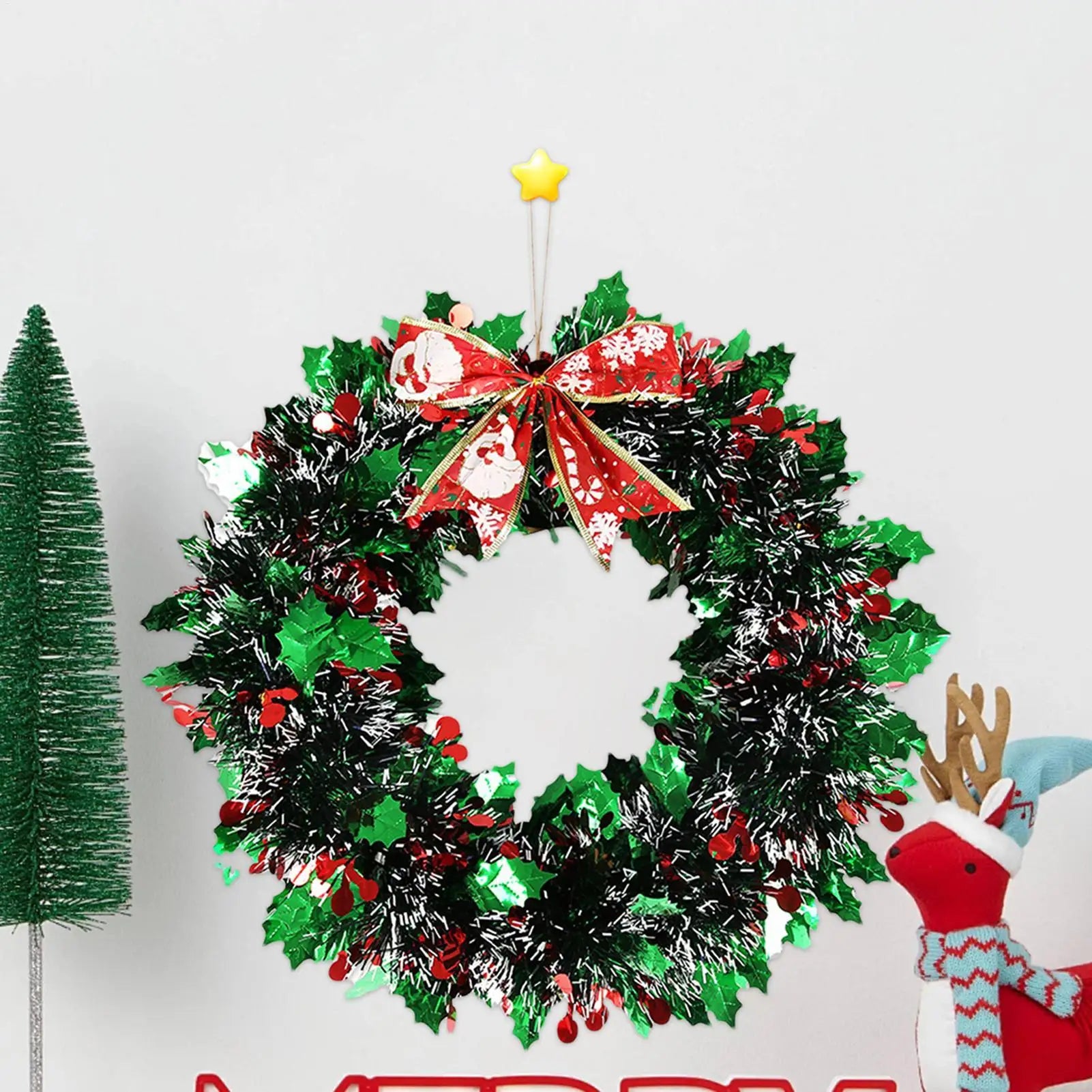 Christmas Wreath Bow Ornament Holiday Wreaths Winter Festival Year Qme