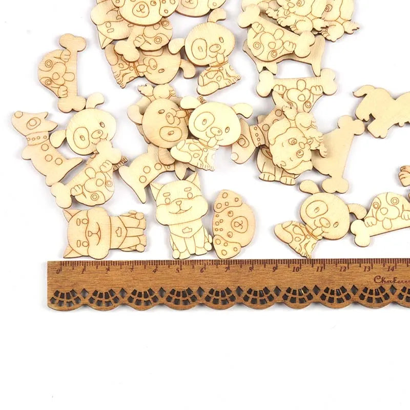 25pcs/lot 2-4cm Cute Mixed Pattern Animal/insect Wooden Decorations For DIY Scrapbook Handmade Supplies Carfts Home Ornament Qme 20-35mm