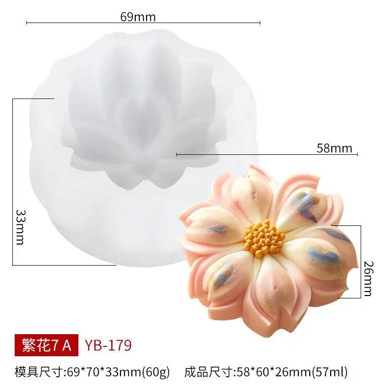 Flower Rice Cake Silicone Mold Non-stick Shape Mooncake Mung Bean Qme J