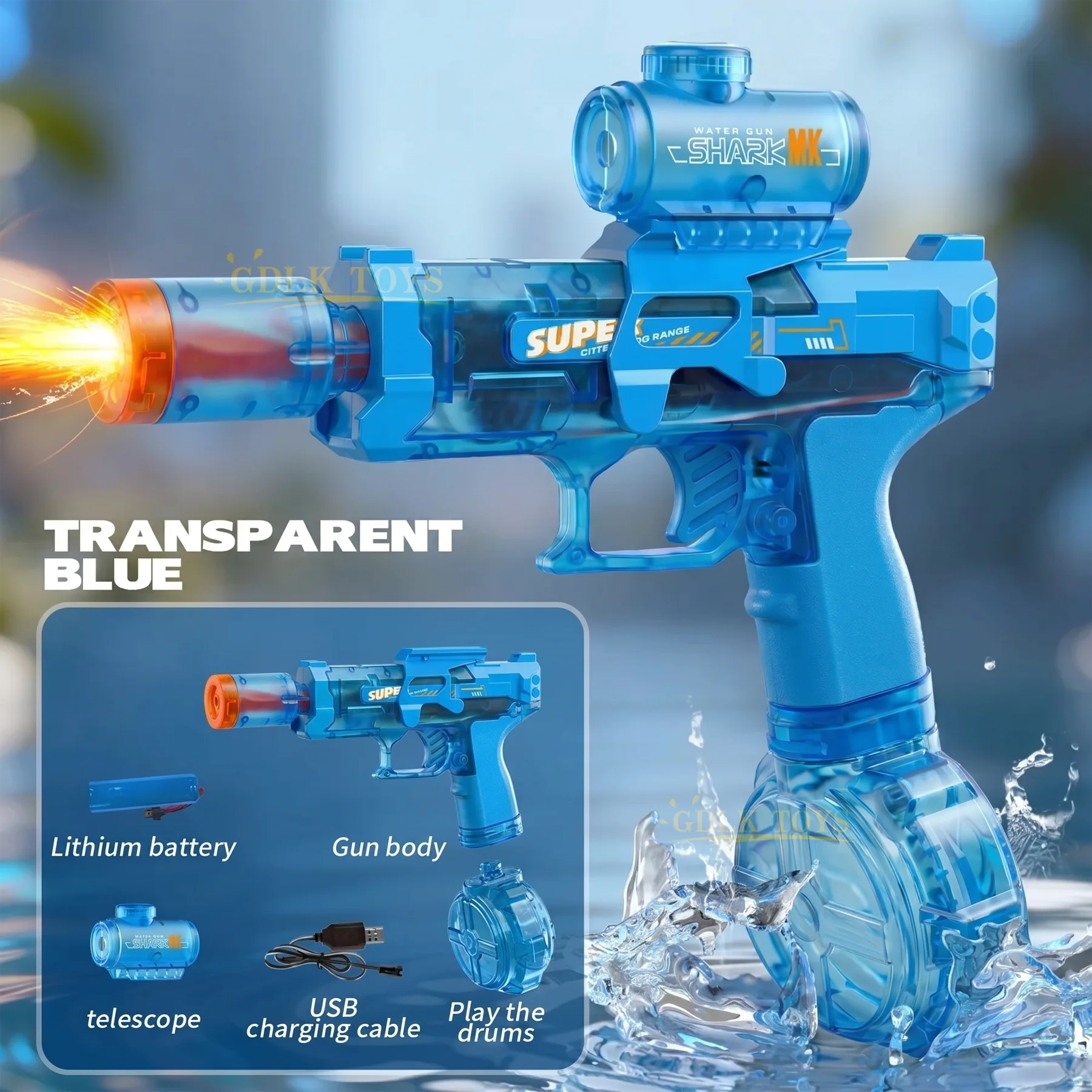 Electric Water Guns For Adults Powerful Squirt Automatic Water Suction Water Blasters Summer Outdoor Beach Toy For Boys Kid Gift Qme Blue