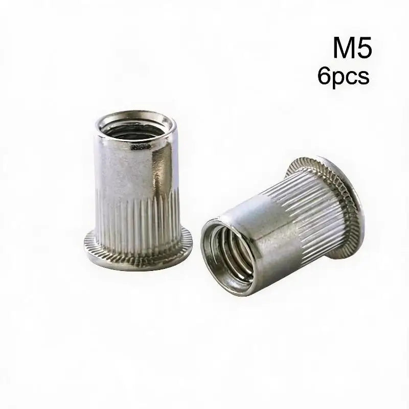 Flat Head Knurled Rivet Nuts Rust Proof 304 Stainless Steel For Car Repair Furniture DIY Use Blind Rivet Nut Insert Tool Qme 10pcs F