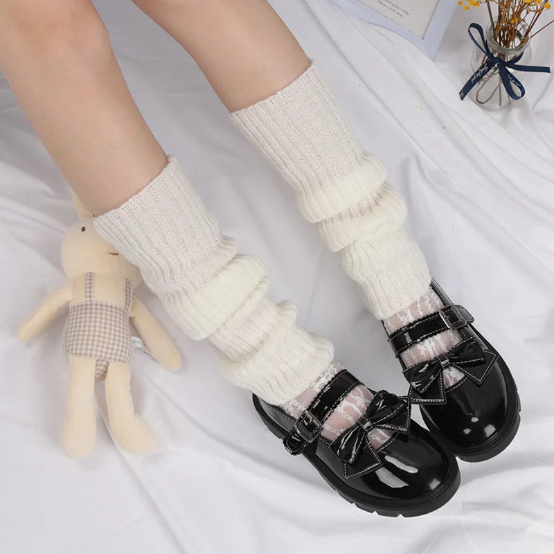 Women Gaiters Boot Cuffs Thigh High Warm Knitted Knee Socks Black Harajuku Leg Warmers Gifts Gothic Lolita Goth Y2k Foot Cover Qme