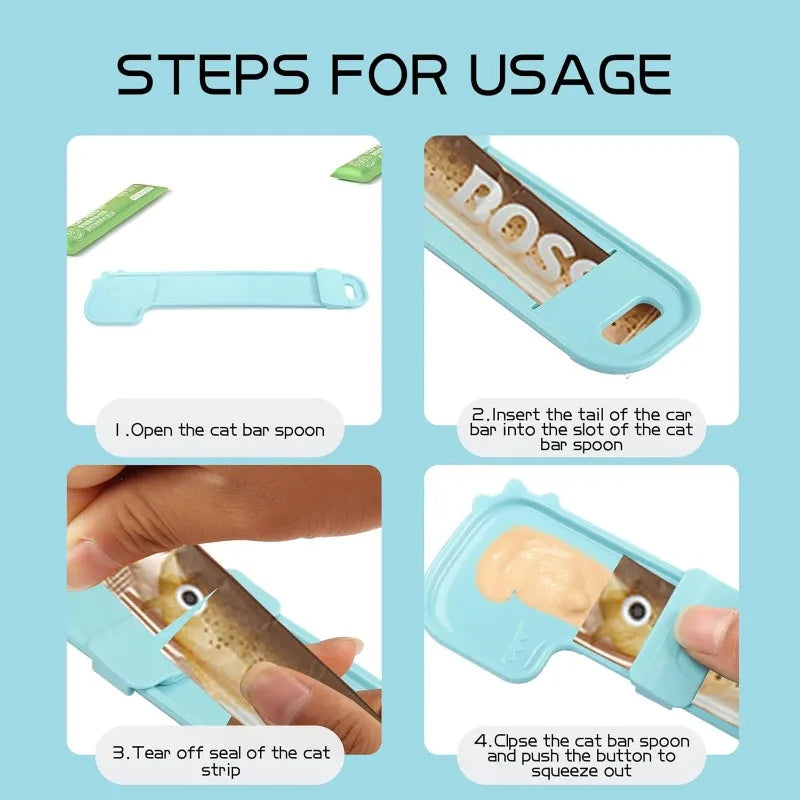 1pc cat wet treatment feeding spoon, convenient squeezing spoon, and cat and dog feeding accessories are easy to use Qme