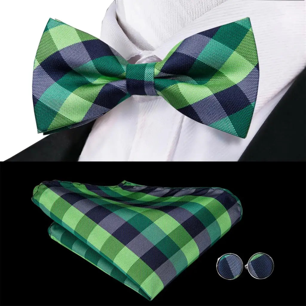Sage Mint Grass Teal Green Mens Bow Tie Hankerchief Cufflinks Qme LDLH0792