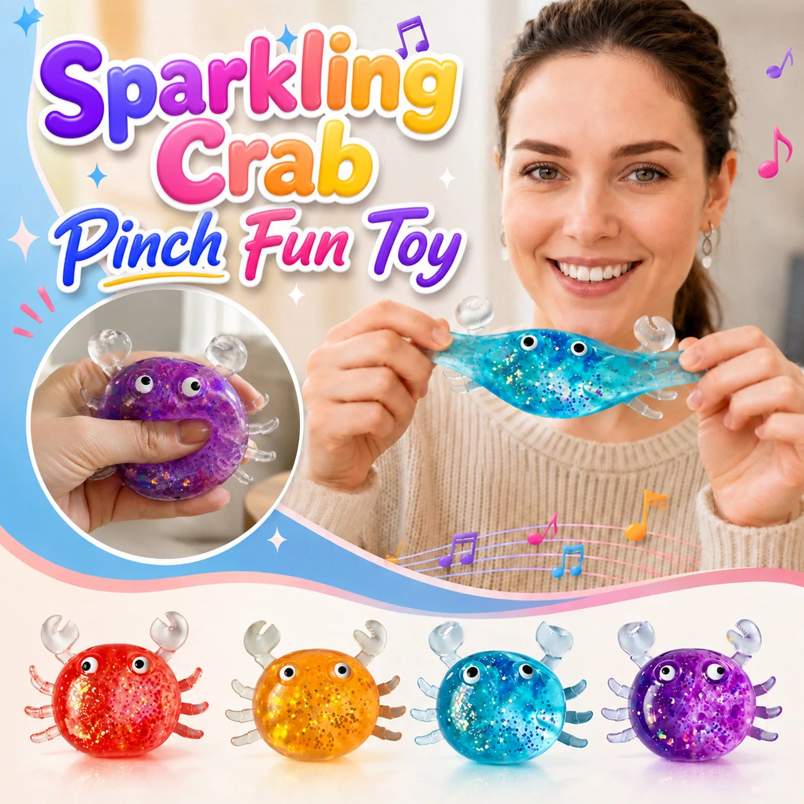 Small Colorful Crab Slow-rising Sensory Toy for Anxiety and Relaxation New Fun Fidget Toy for Adult Creative Home Decoration Qme