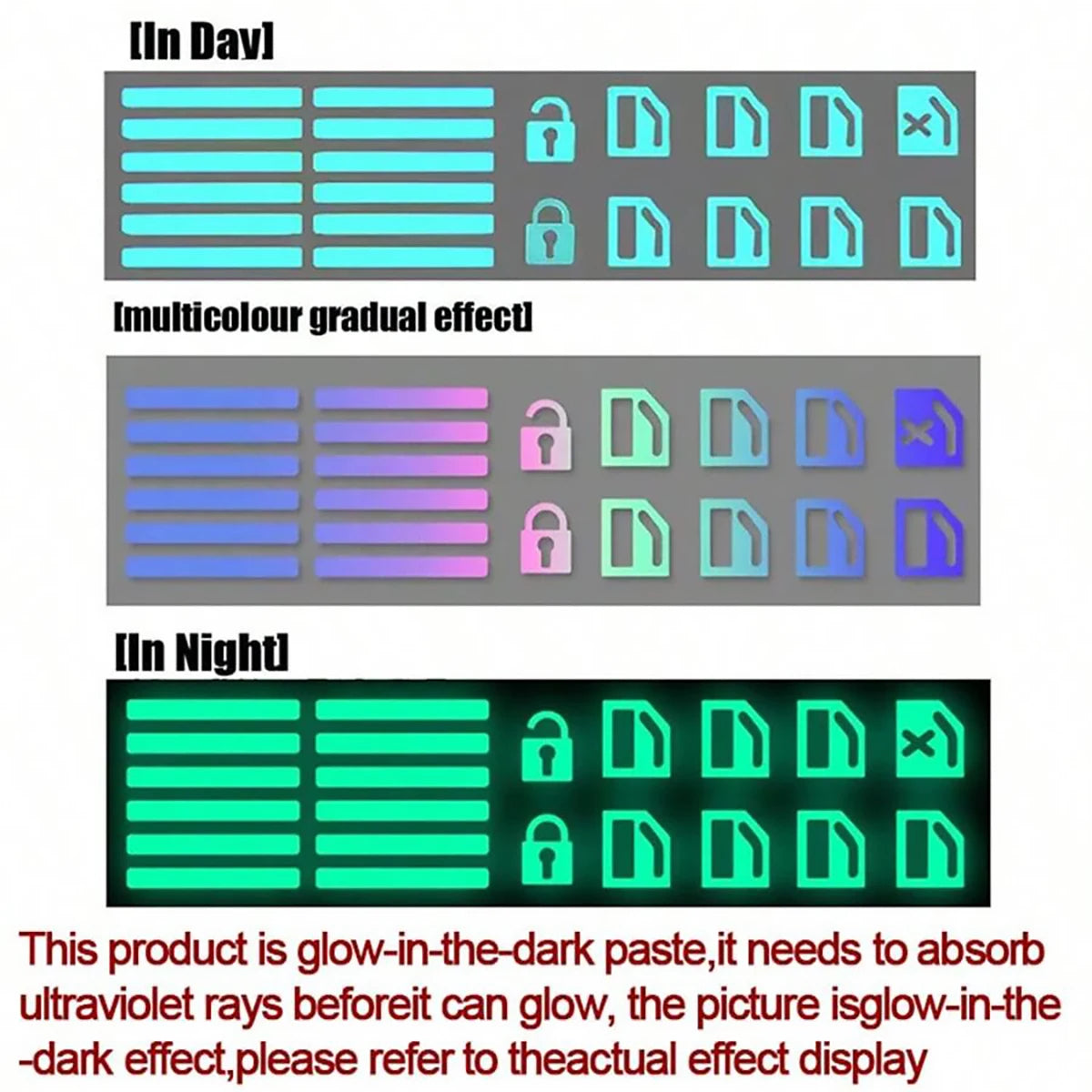 Car Window Control Button Luminous Stickers Auto Interior Qme