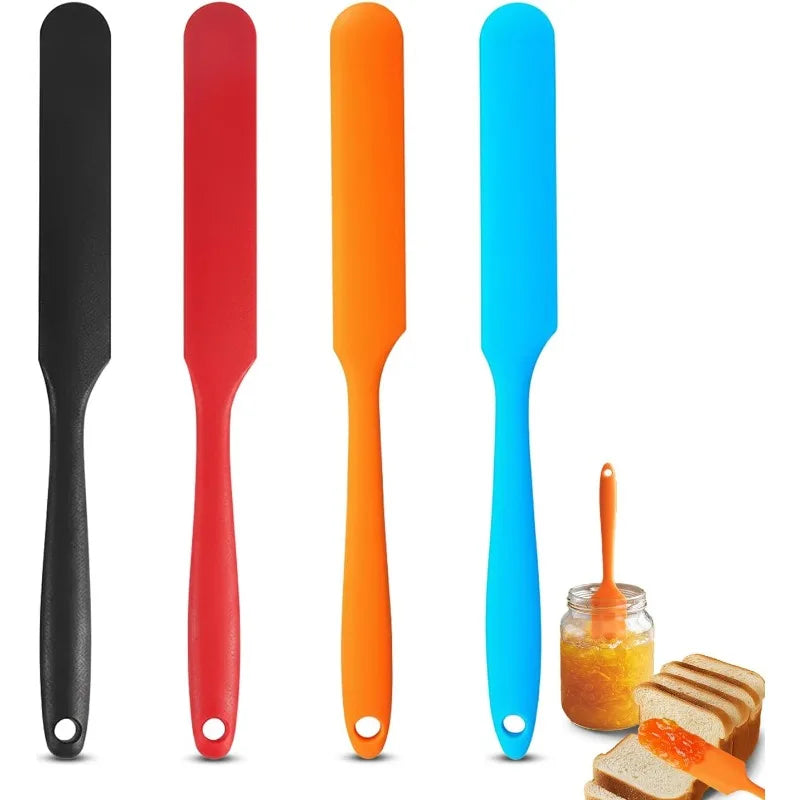 Silicone Long Spatula Color Cream Long Knife Spatula Cake Making Gadgets Non-stick Scraper Heat-resistant Kitchen Baking Tools Qme