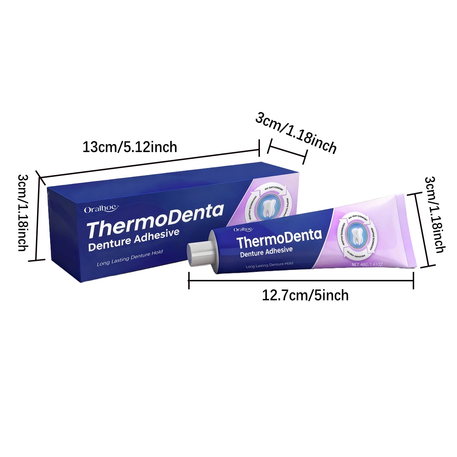 Oralhoe Thermoplastic Denture Adhesive Glue for Upper & Lower Denture Waterproof Chewing Comfortable Dentures Fixing Cream 40g Qme