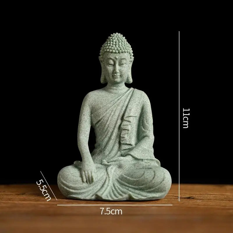 Mini Thai Green Sandstone Figurine Buddha Desk Decor Office Zen Qme A9